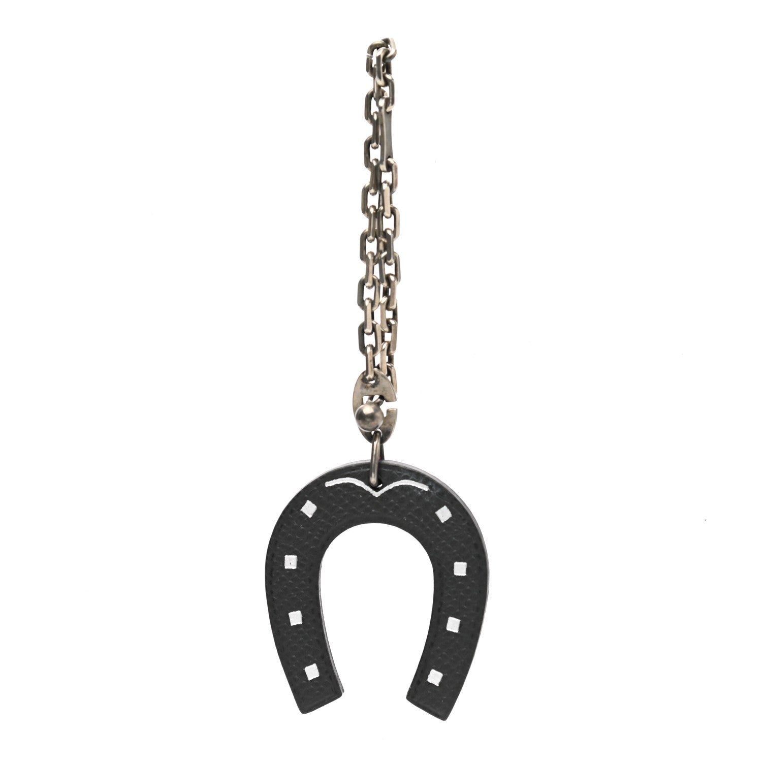 Hermes Epsom Lucky Horseshoe Bag Charm Graphite Orange 1 of 3