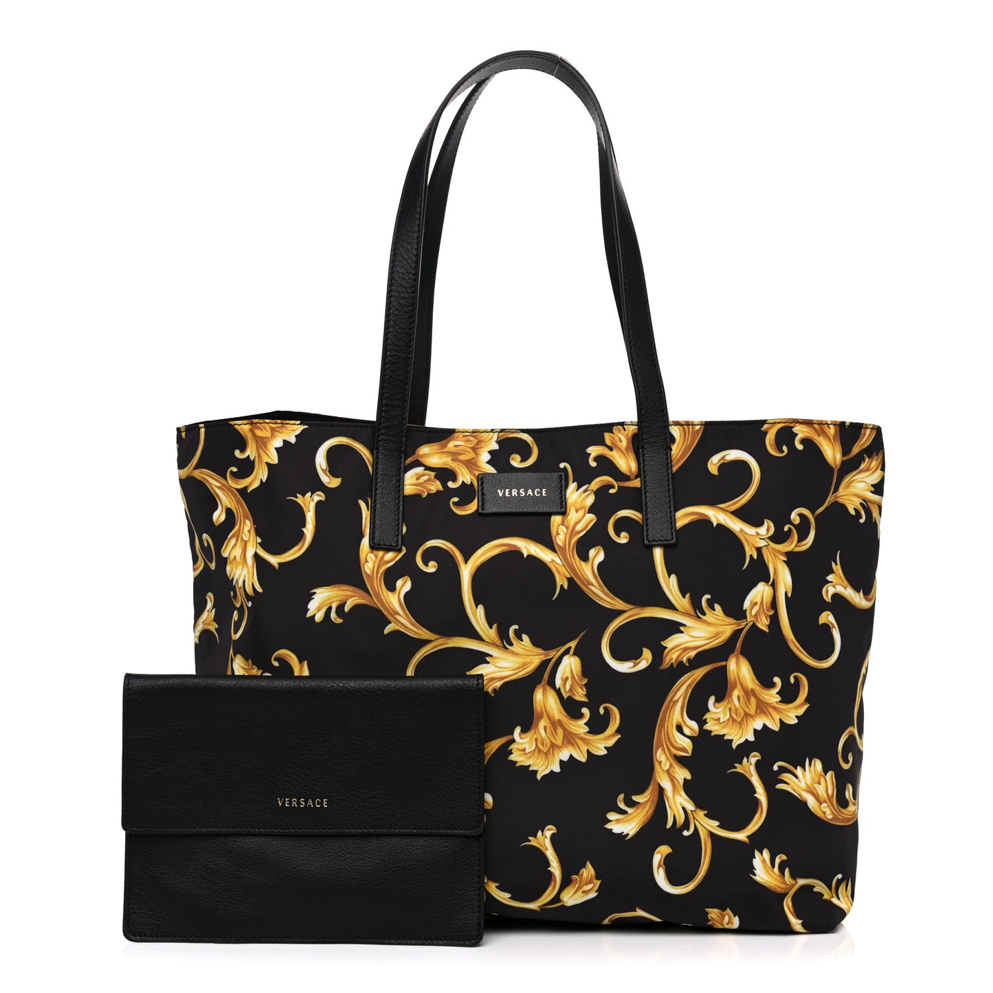 Nylon Baroque Print Tote Black