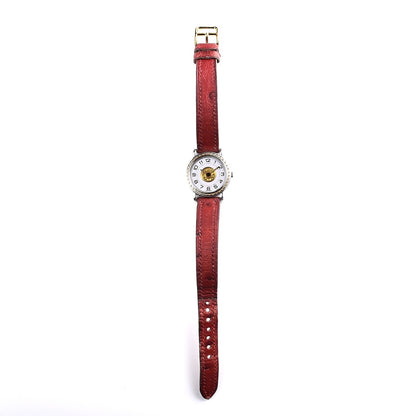 Hermes Stainless Steel Ostrich 23mm Sellier Quartz Watch Rouge 14 of 14
