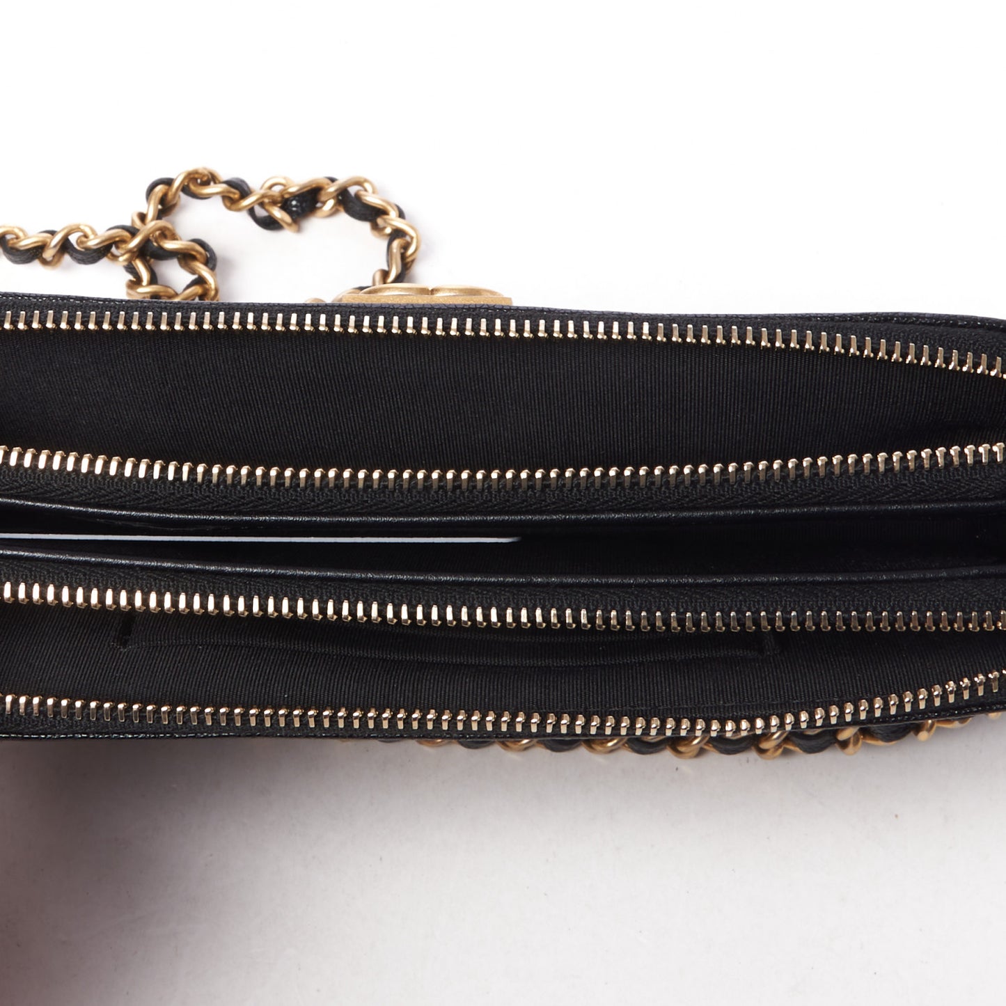 Caviar Quilted Small Boy Clutch With Chain Black