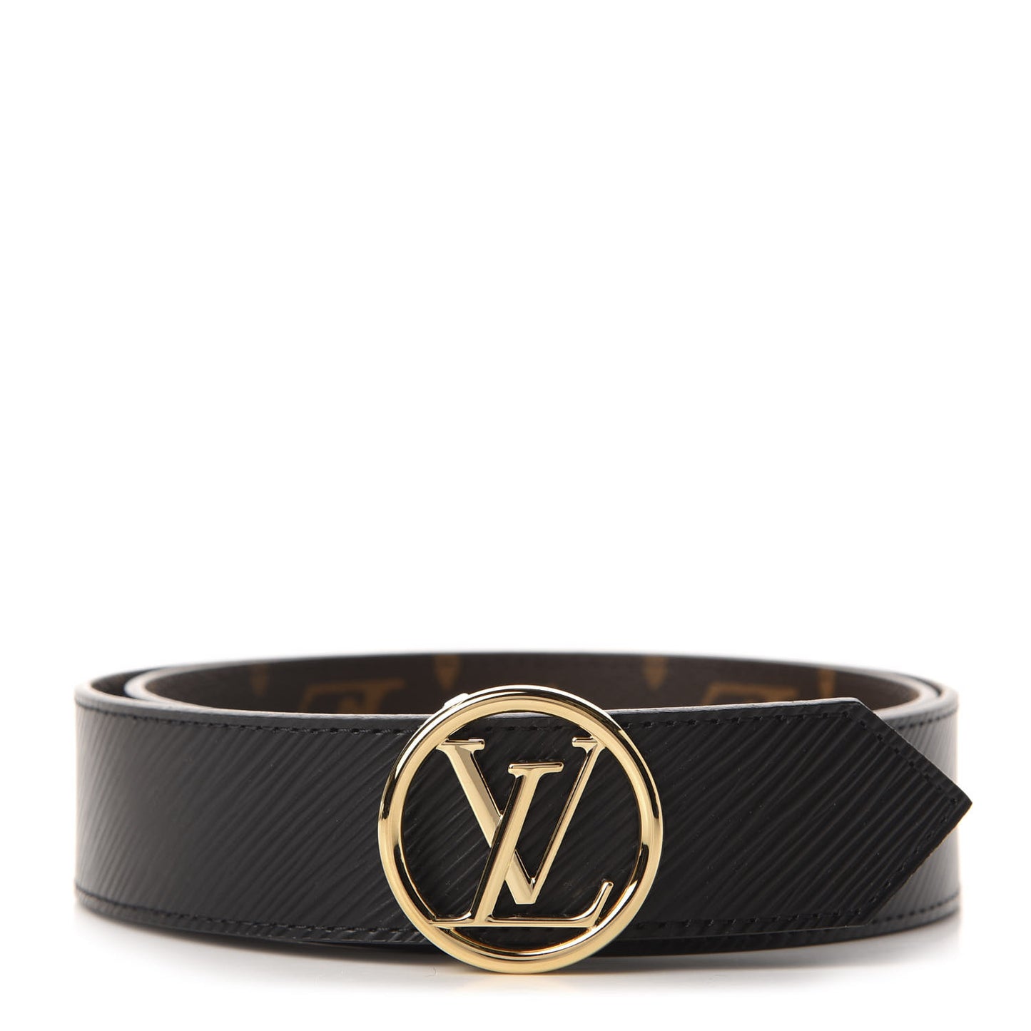 Monogram Epi 35mm LV Circle Reversible Belt 80 32 Black