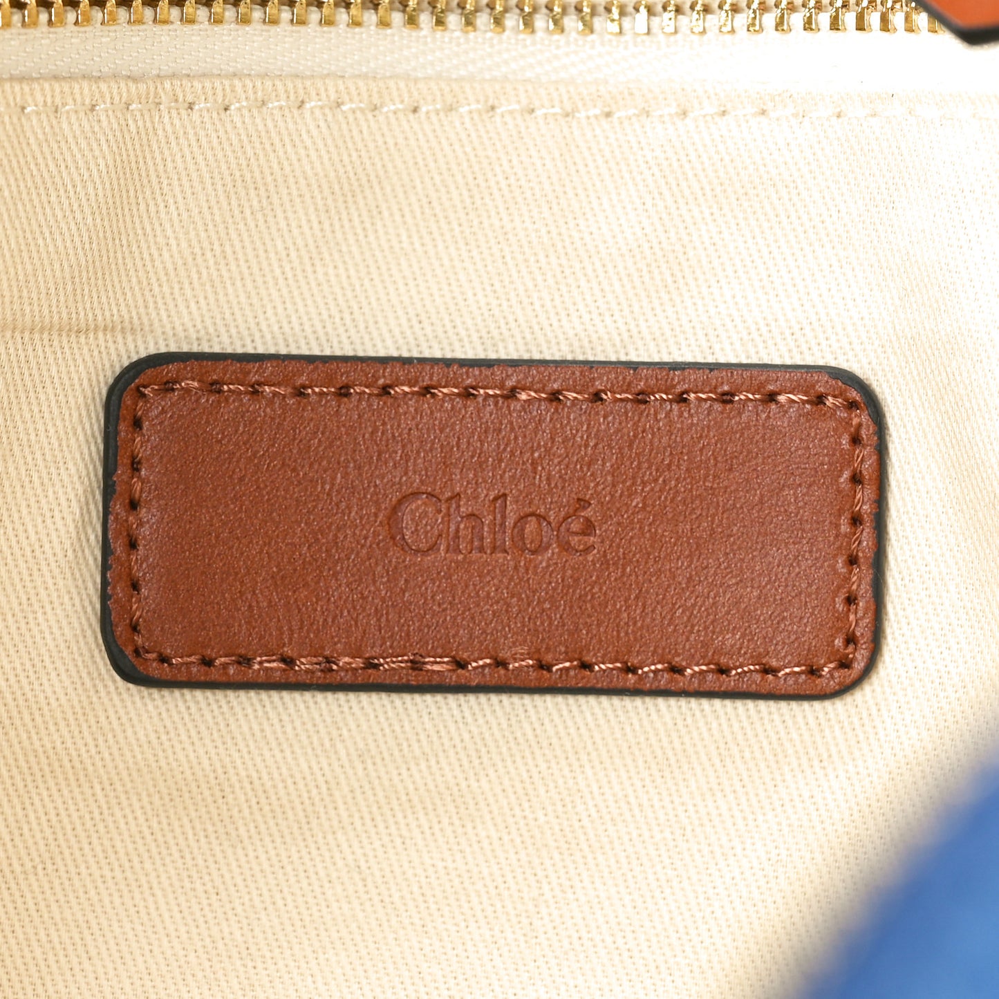 Canvas Denim Woody Diaper Bag Blue Tan