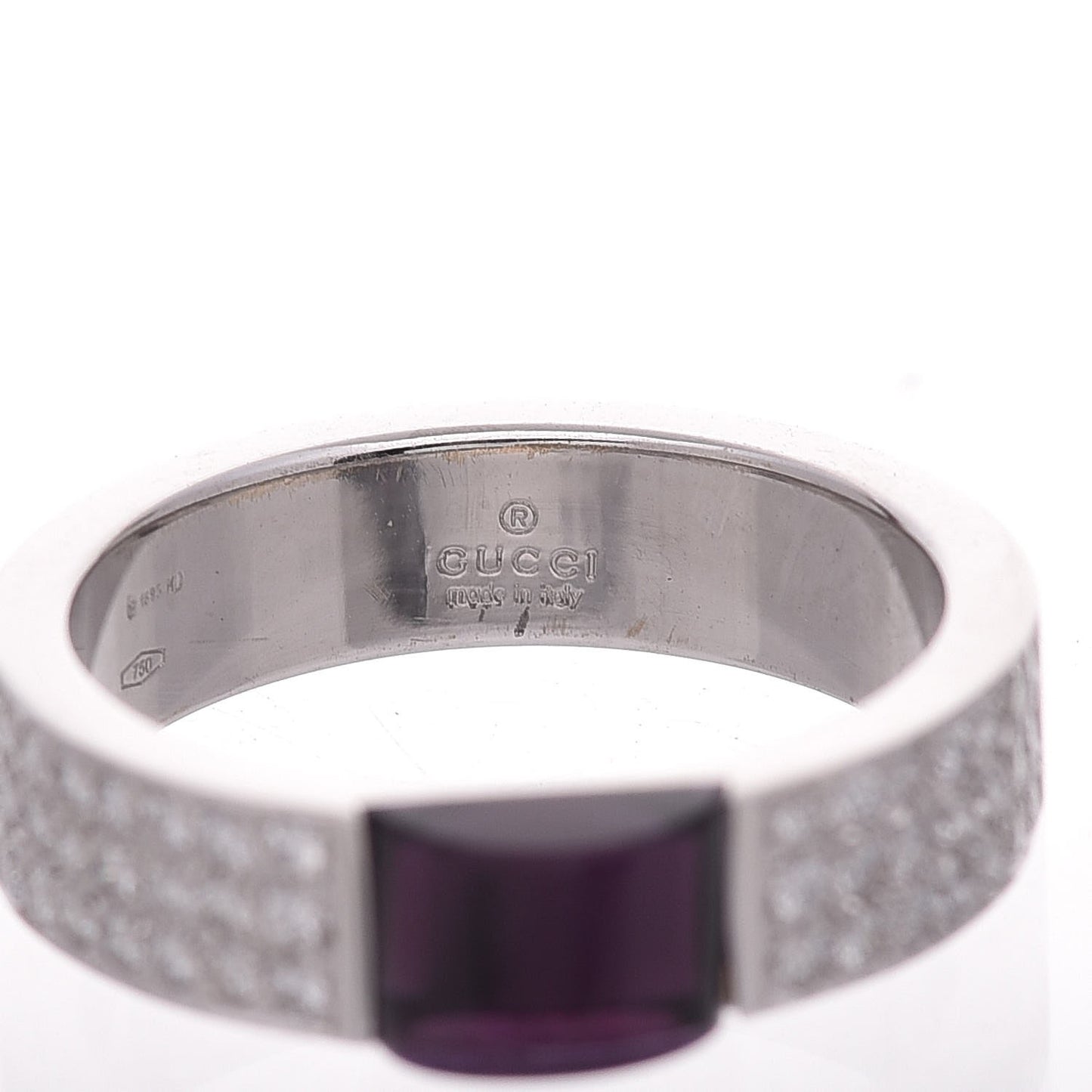 18K White Gold Amethyst Diamond Band Ring 53.5 6.5