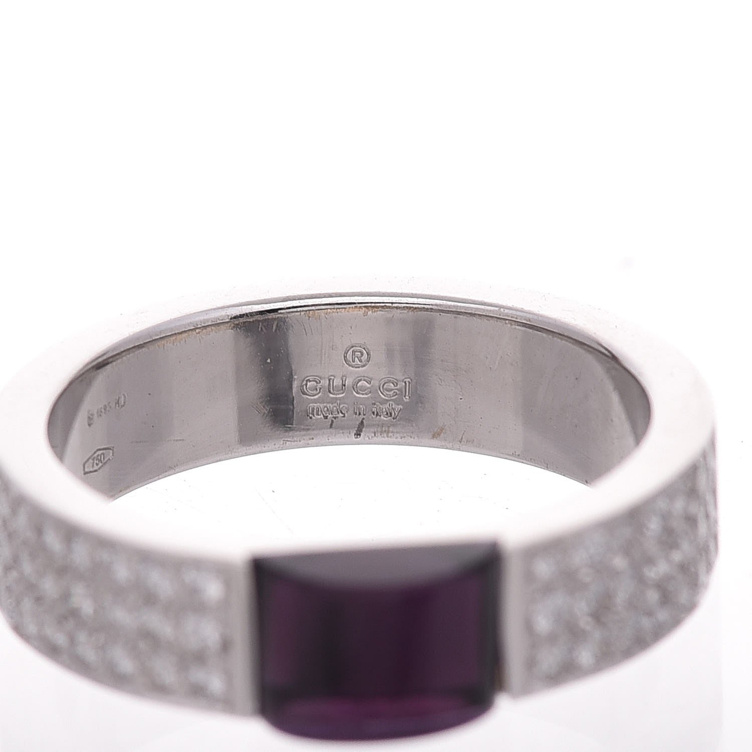 Gucci 18K White Gold Amethyst Diamond Band Ring 53.5 6.5 5 of 7
