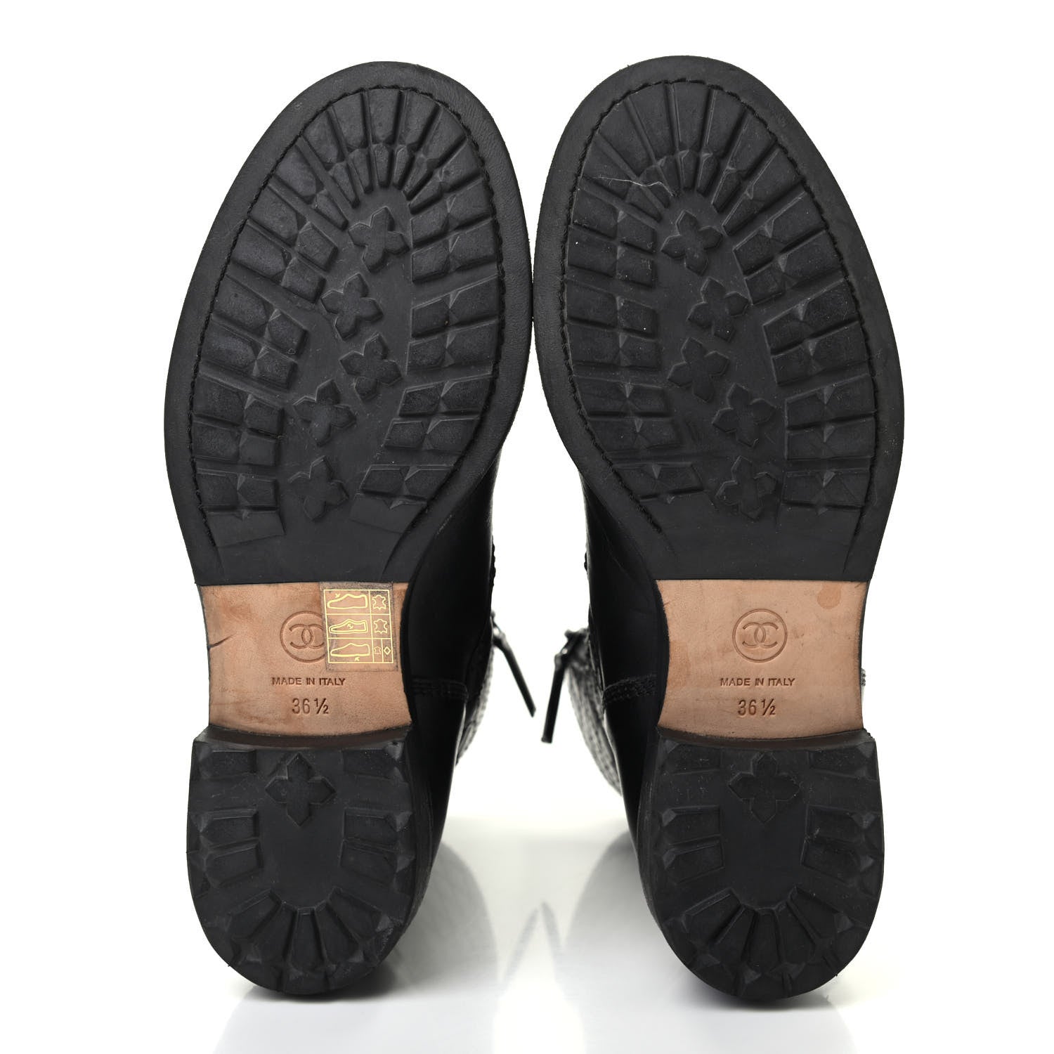 Chanel Calfskin Quilted Lace Up Combat Boots 36.5 Black 5 of 13
