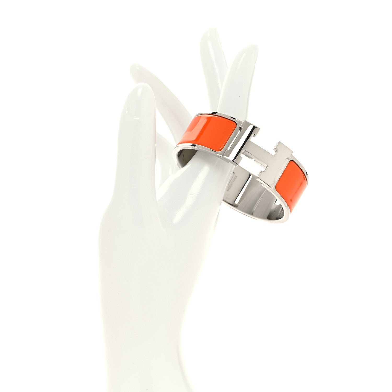 Hermes Enamel Wide Clic Clac H Bracelet GM Orange 2 of 5
