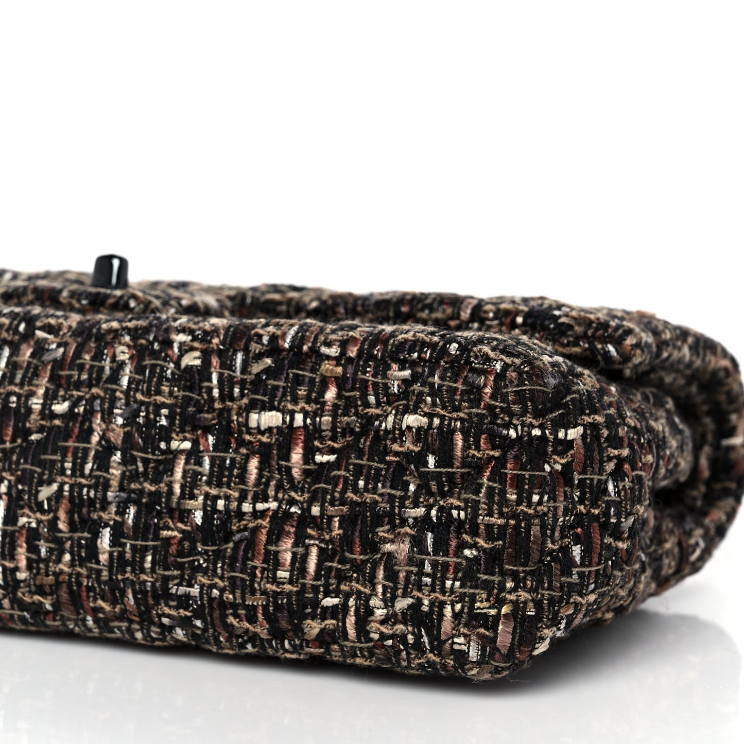 Tweed Quilted Medium Double Flap Brown