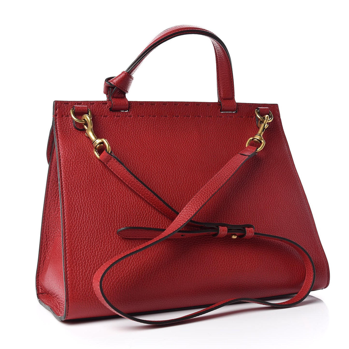 Calfskin Small GG Marmont Top Handle Bag Vulcanic Red