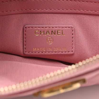 Chanel Metallic Lambskin Quilted Medium Boy Cosmetic Case Pink 6 of 7