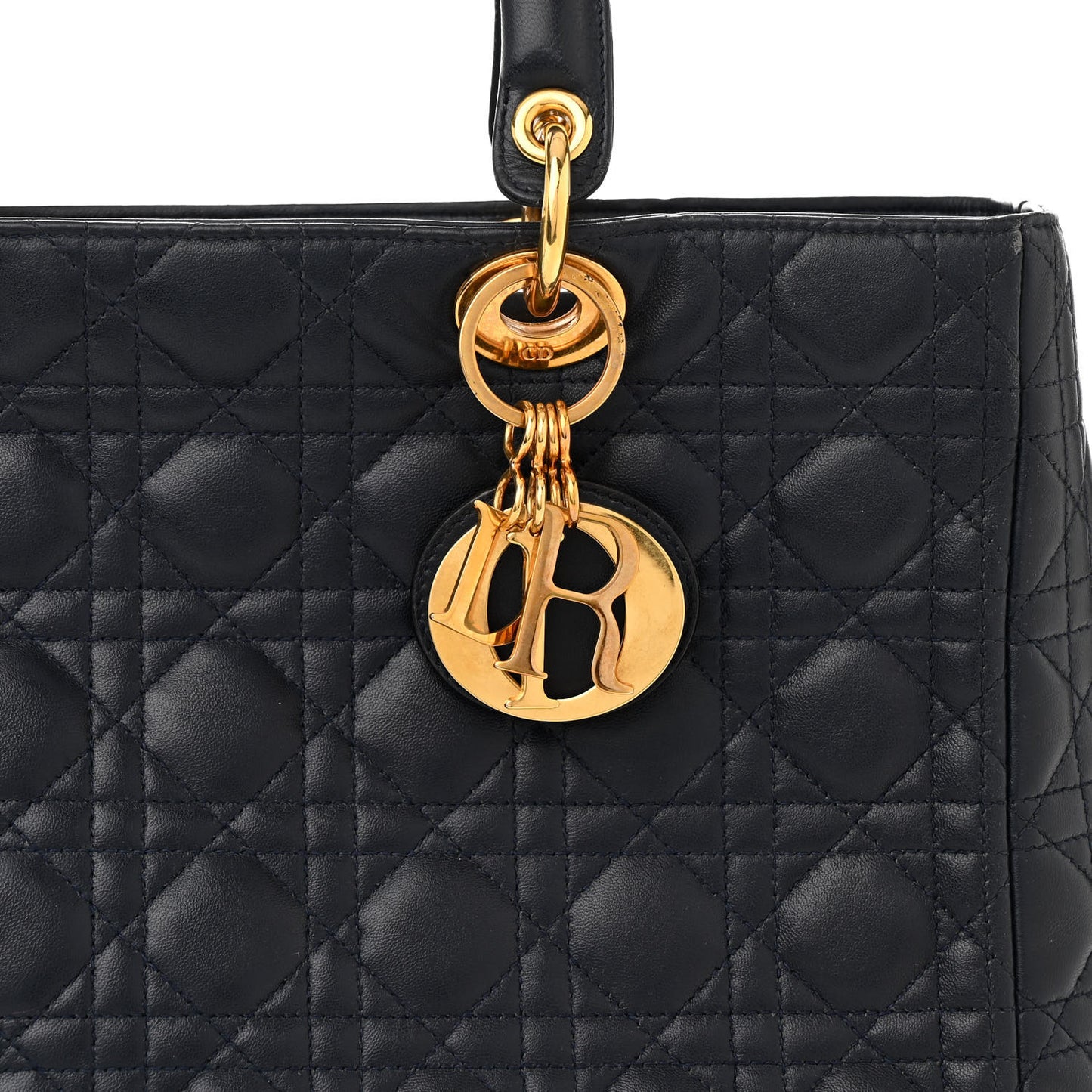Lambskin Cannage Large Lady Dior Navy Blue