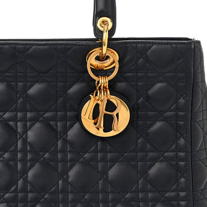 Christian Dior Lambskin Cannage Large Lady Dior Navy Blue 8 of 12