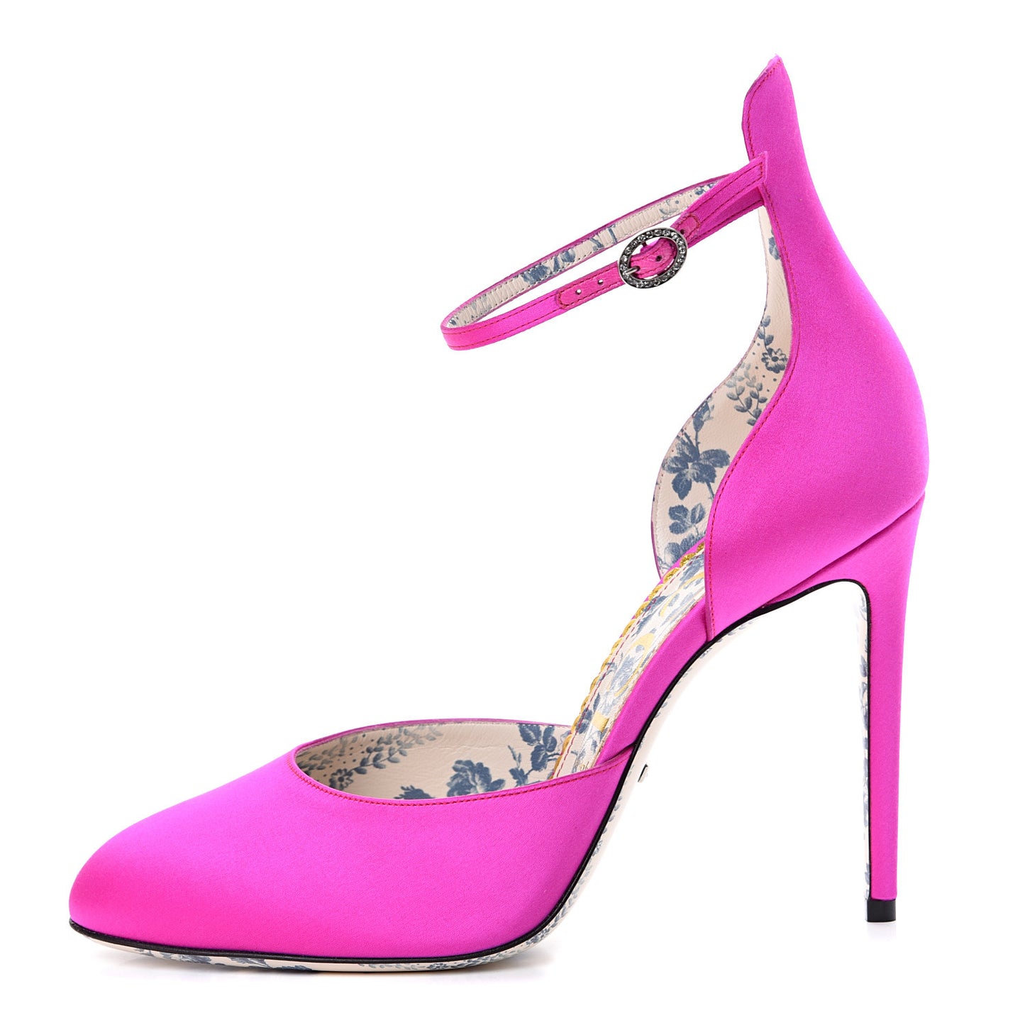 Satin Daisy Ankle Strap d'Orsay 105 Pumps 41 Fuchsia