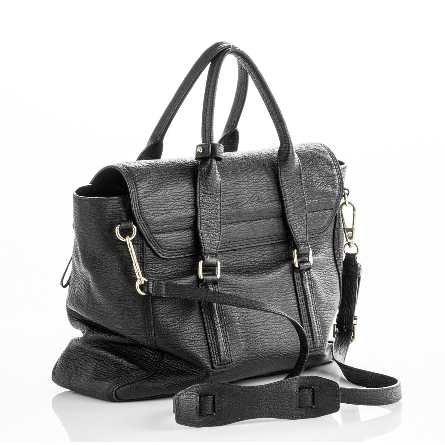 3.1 Textured Calfskin Large Pashli Satchel Black
