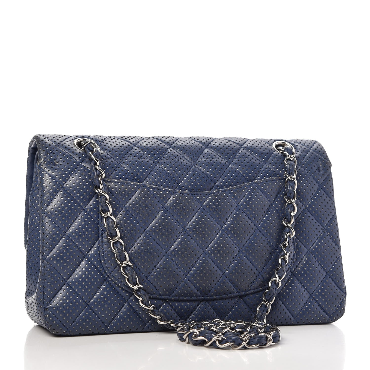 Chanel Lambskin Perforated Medium Double Flap Blue 3 of 9