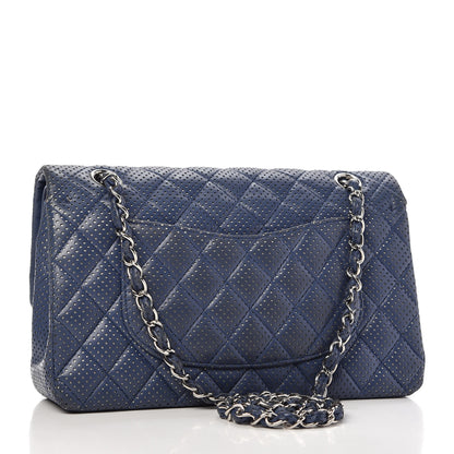 Chanel Lambskin Perforated Medium Double Flap Blue 3 of 9