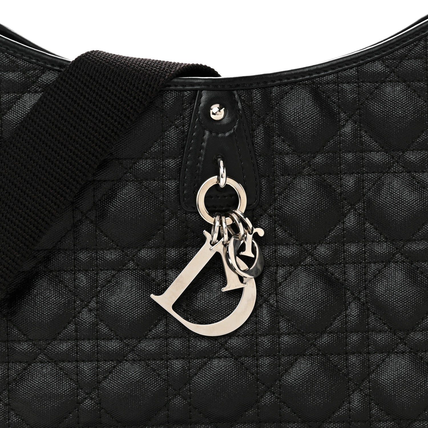 Christian Dior Coated Canvas Cannage Crossbody Bag Black 7 of 9