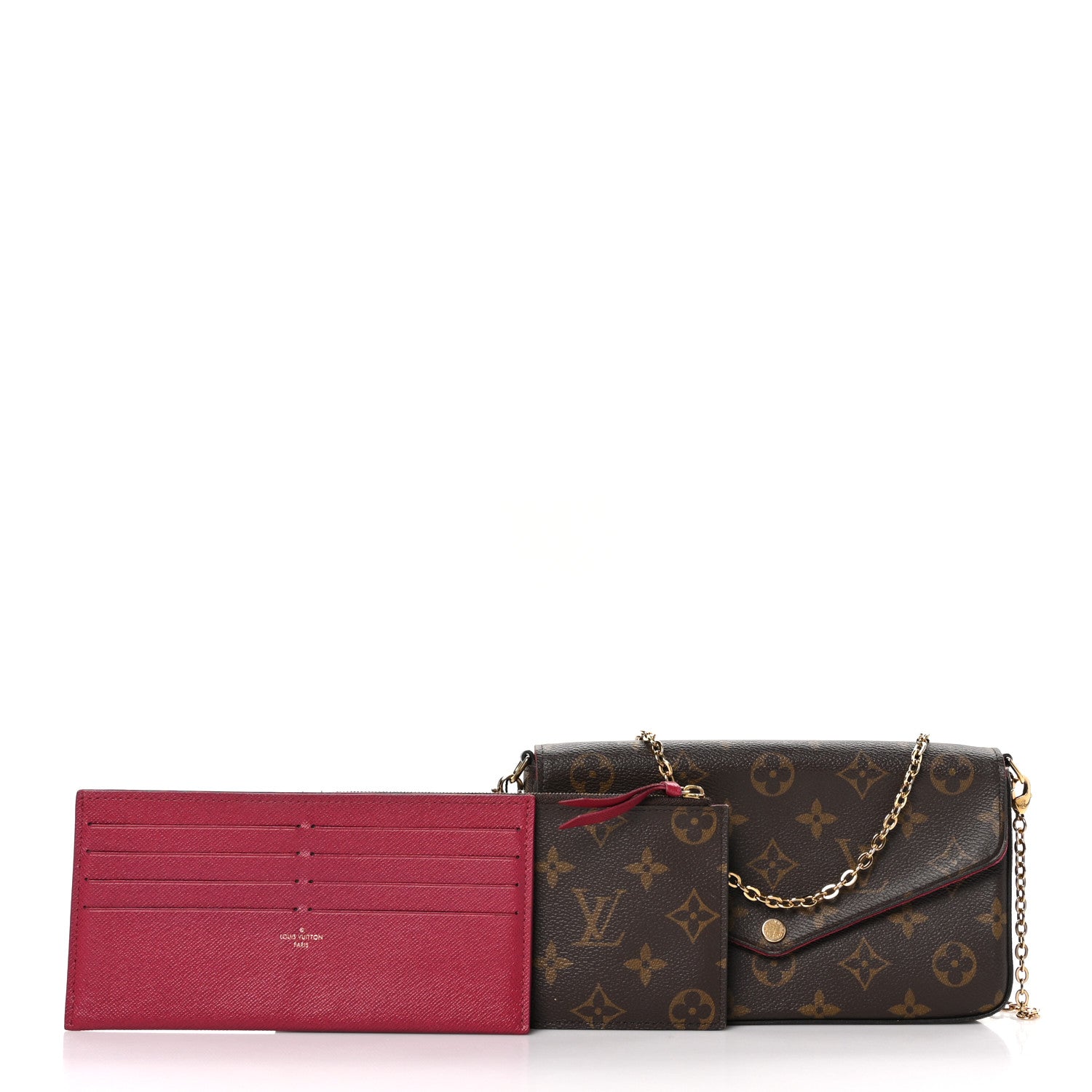 Louis Vuitton Monogram Pochette Felicie Chain Wallet Fuchsia 3 of 14