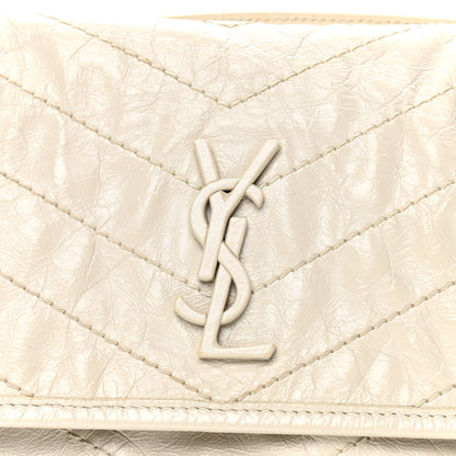 Saint Laurent Crinkled Calfskin Matelasse Monogram Baby Niki Chain Satchel Ivory 5 of 5