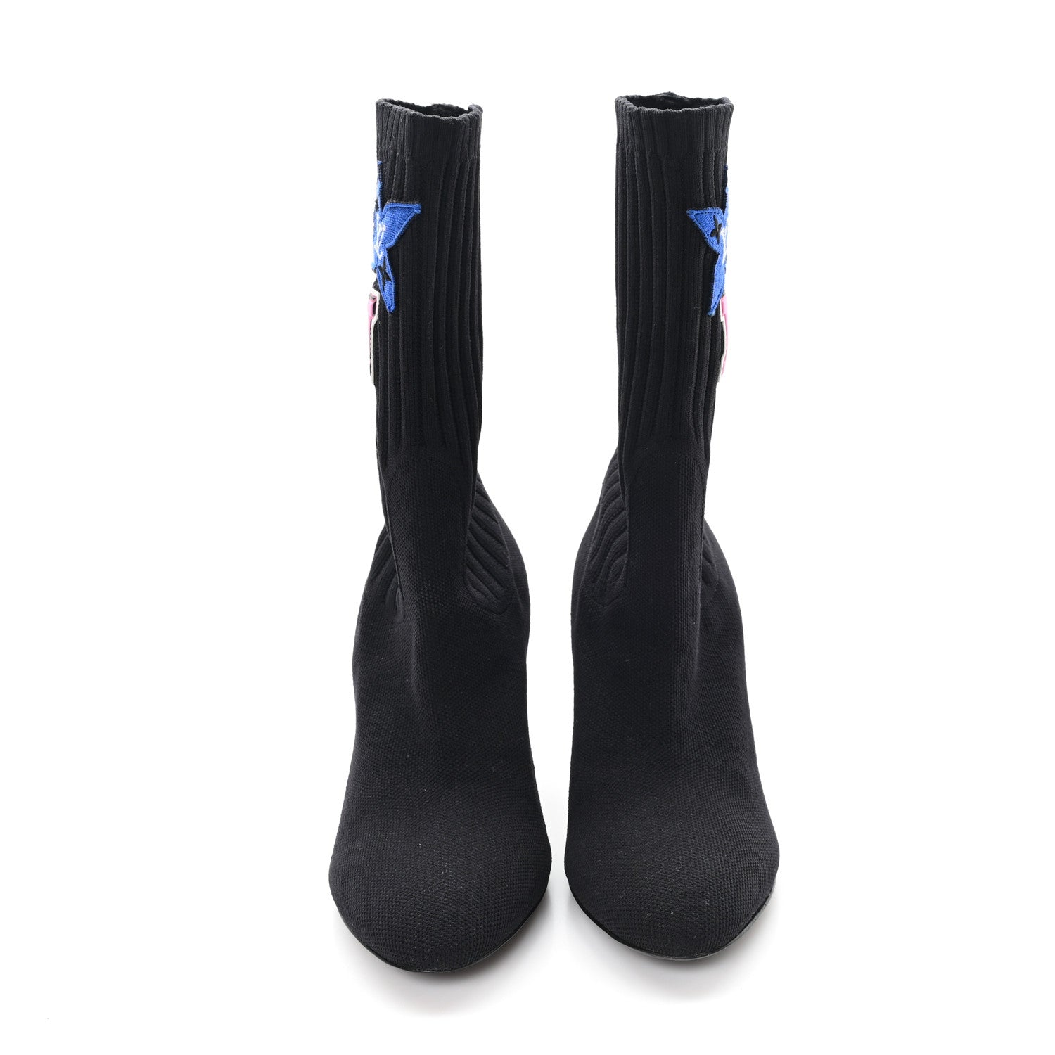 Louis Vuitton Stretch Fabric LV Black Heart Sock Ankle Boots 38 Black 2 of 7