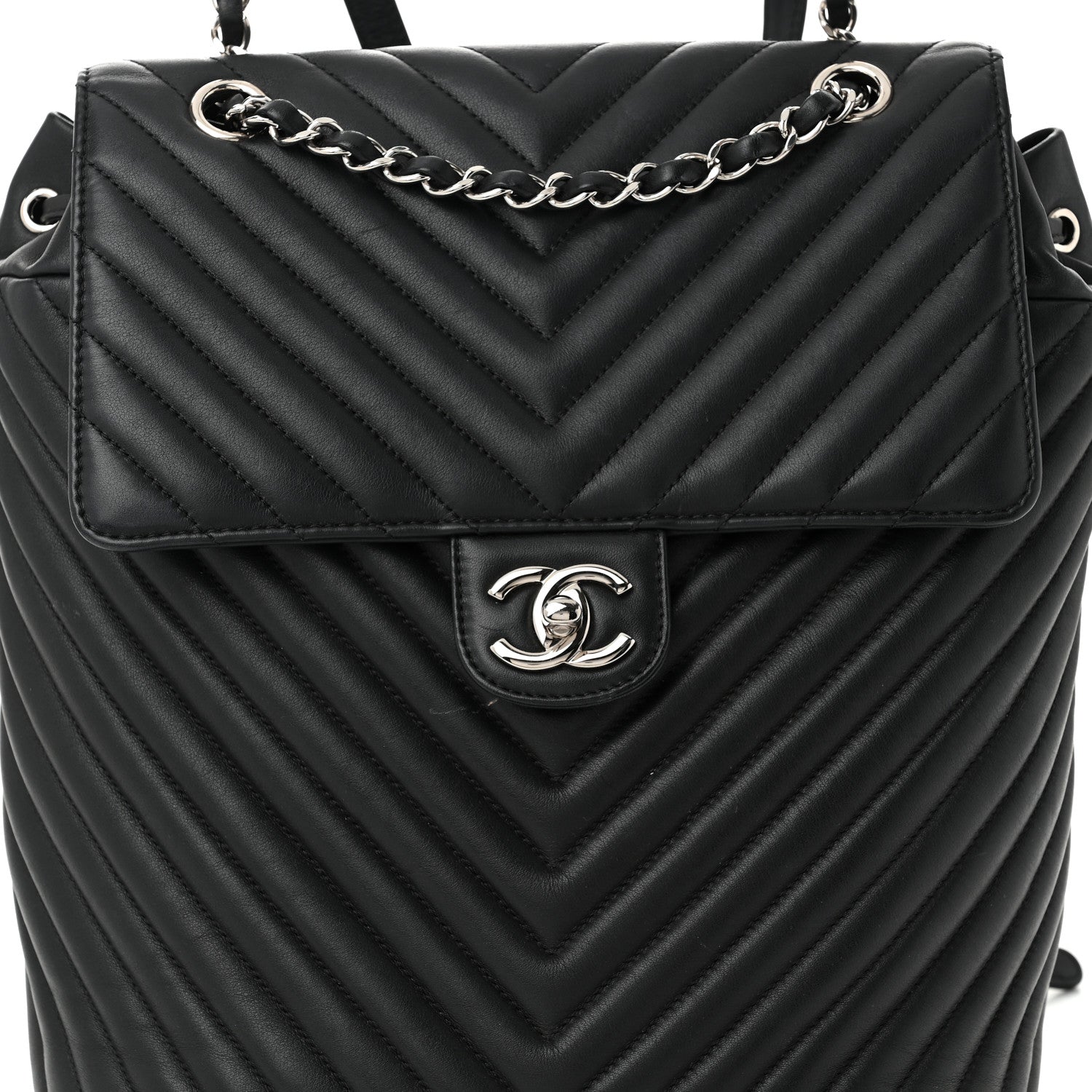 Chanel Calfskin Chevron Quilted Large Urban Spirit Backpack Black 8 of 10