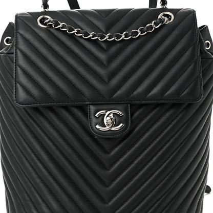 Chanel Calfskin Chevron Quilted Large Urban Spirit Backpack Black 8 of 10