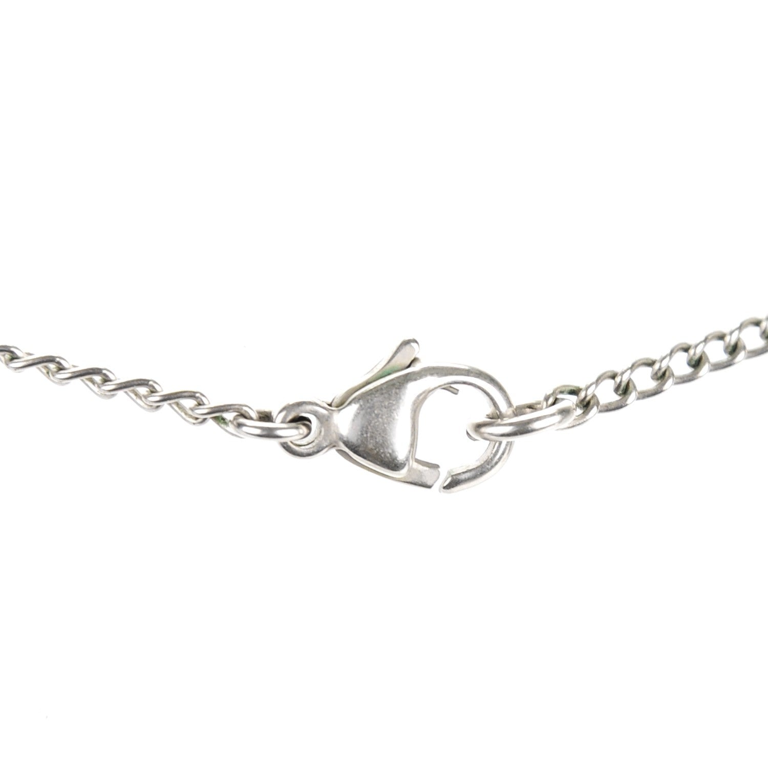 Chanel Crystal Mini Heart CC Necklace Silver 3 of 4