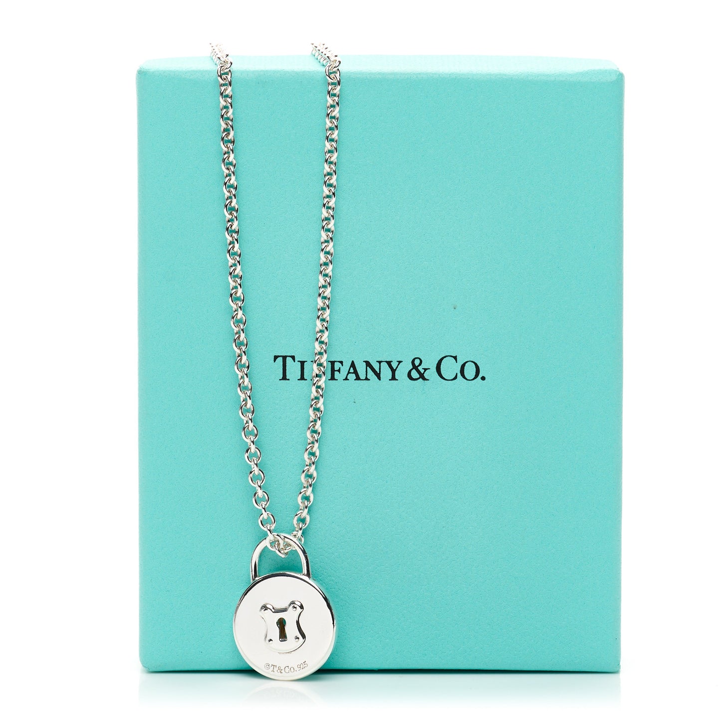 Sterling Silver Round Padlock Charm Pendant Necklace