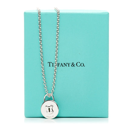 Tiffany Sterling Silver Round Padlock Charm Pendant Necklace 6 of 6