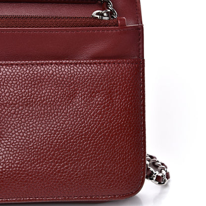 Chanel Caviar Timeless CC Wallet on Chain WOC Dark Red 14 of 16
