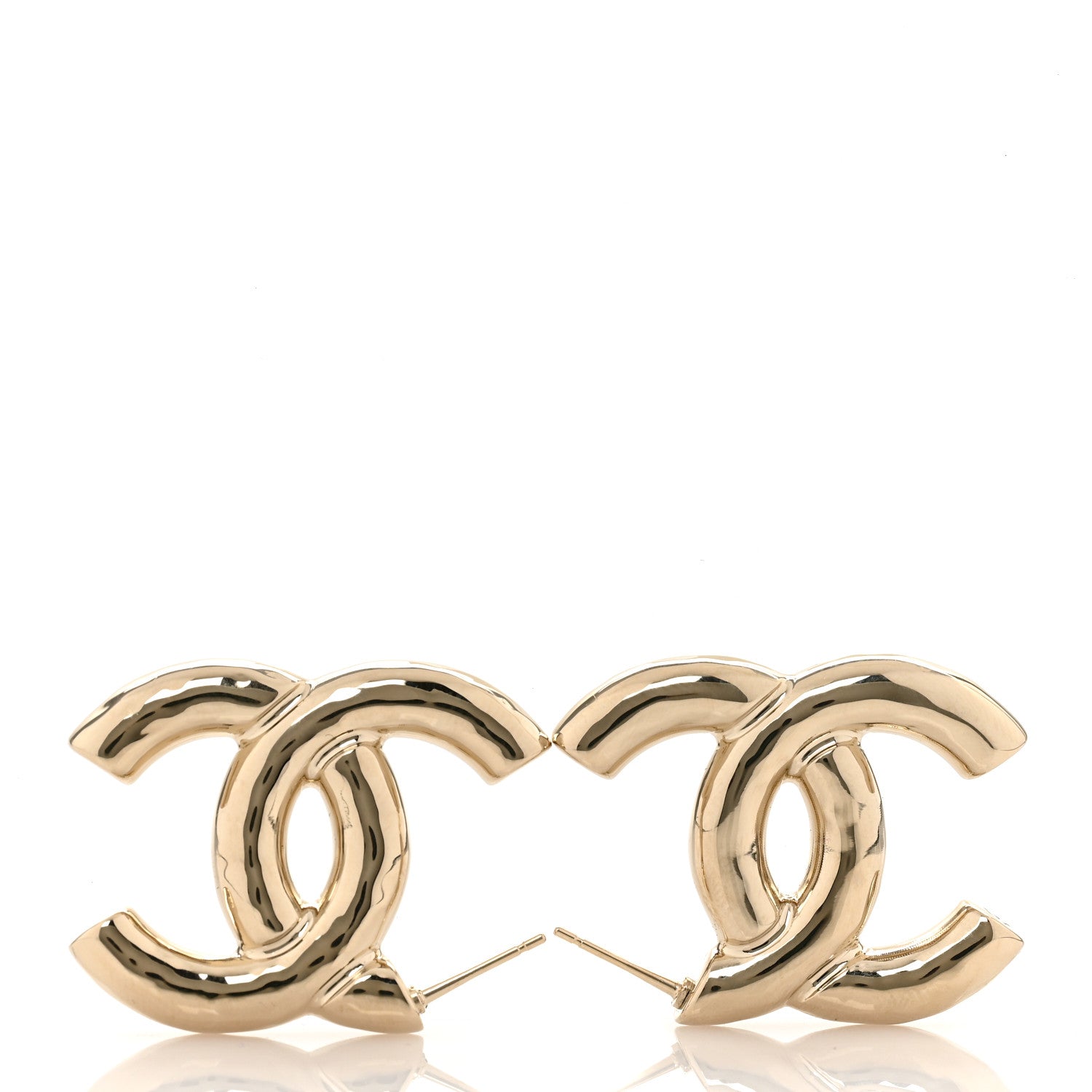 Chanel Metal Large CC Earrings Light Gold 5 of 5
