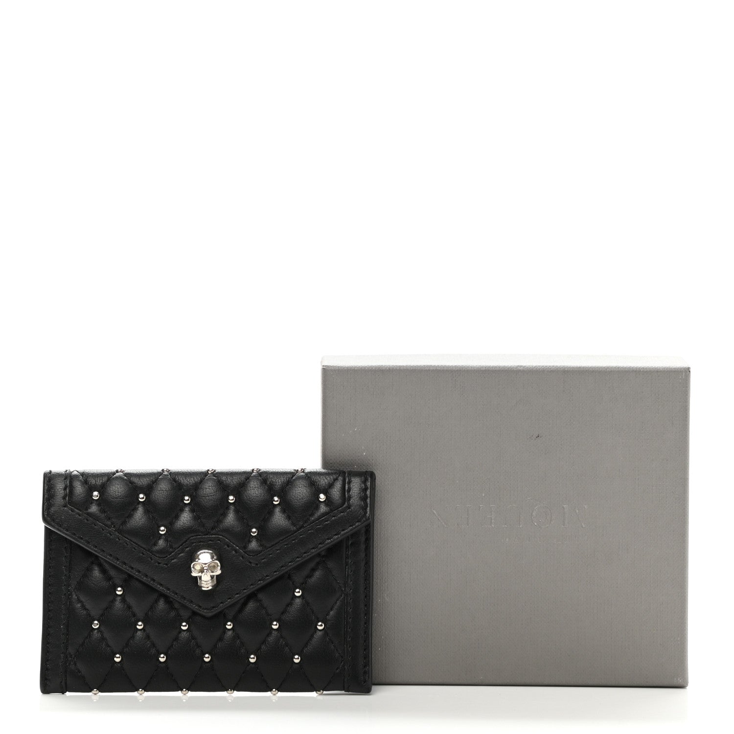 Alexander McQueen Nappa Studded Skull Envelope Card Holder Black 9 of 9