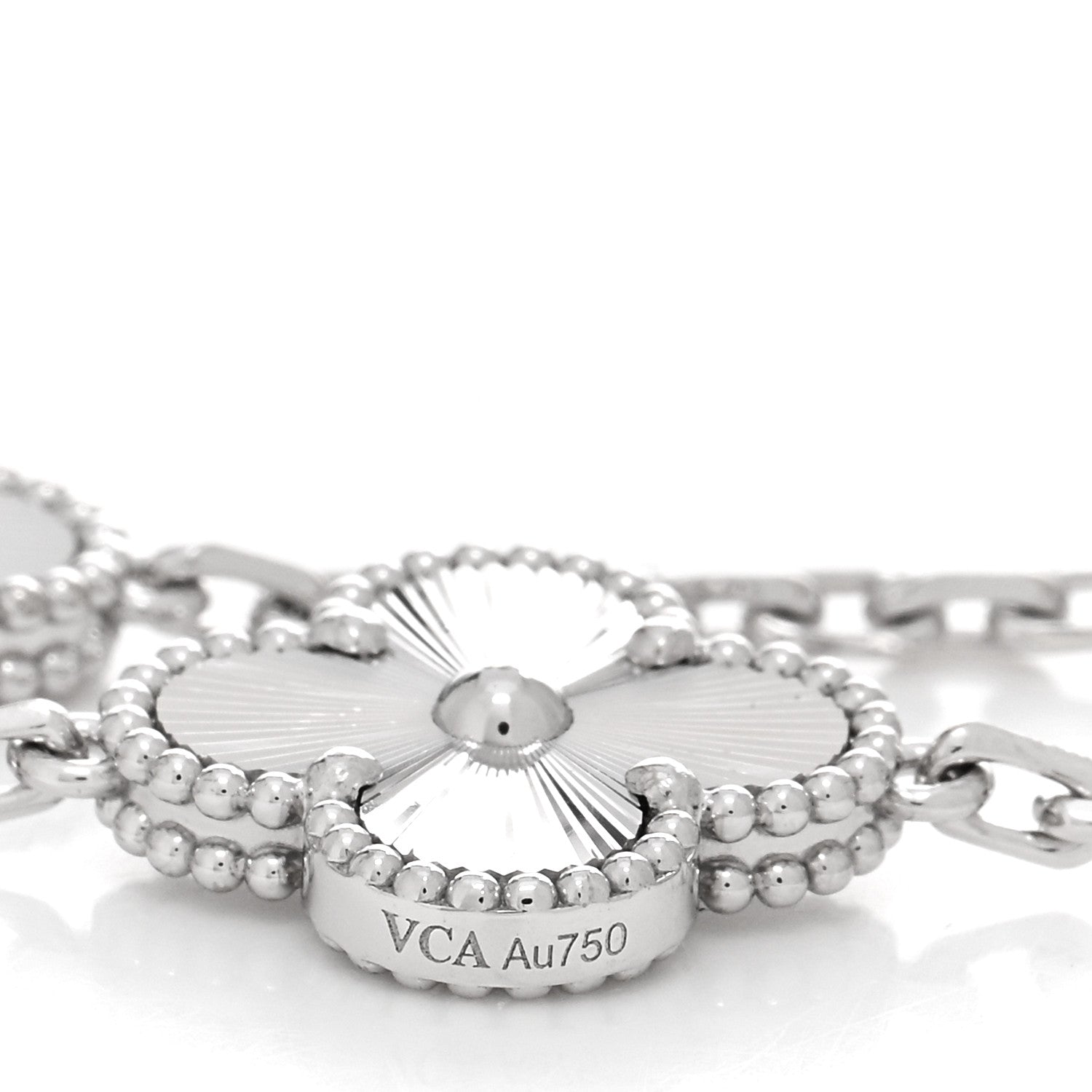 Van Cleef & Arpels 18K White Gold 5 Motifs Guilloche Vintage Alhambra Bracelet 3 of 5