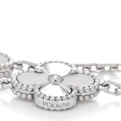 Van Cleef & Arpels 18K White Gold 5 Motifs Guilloche Vintage Alhambra Bracelet 3 of 5