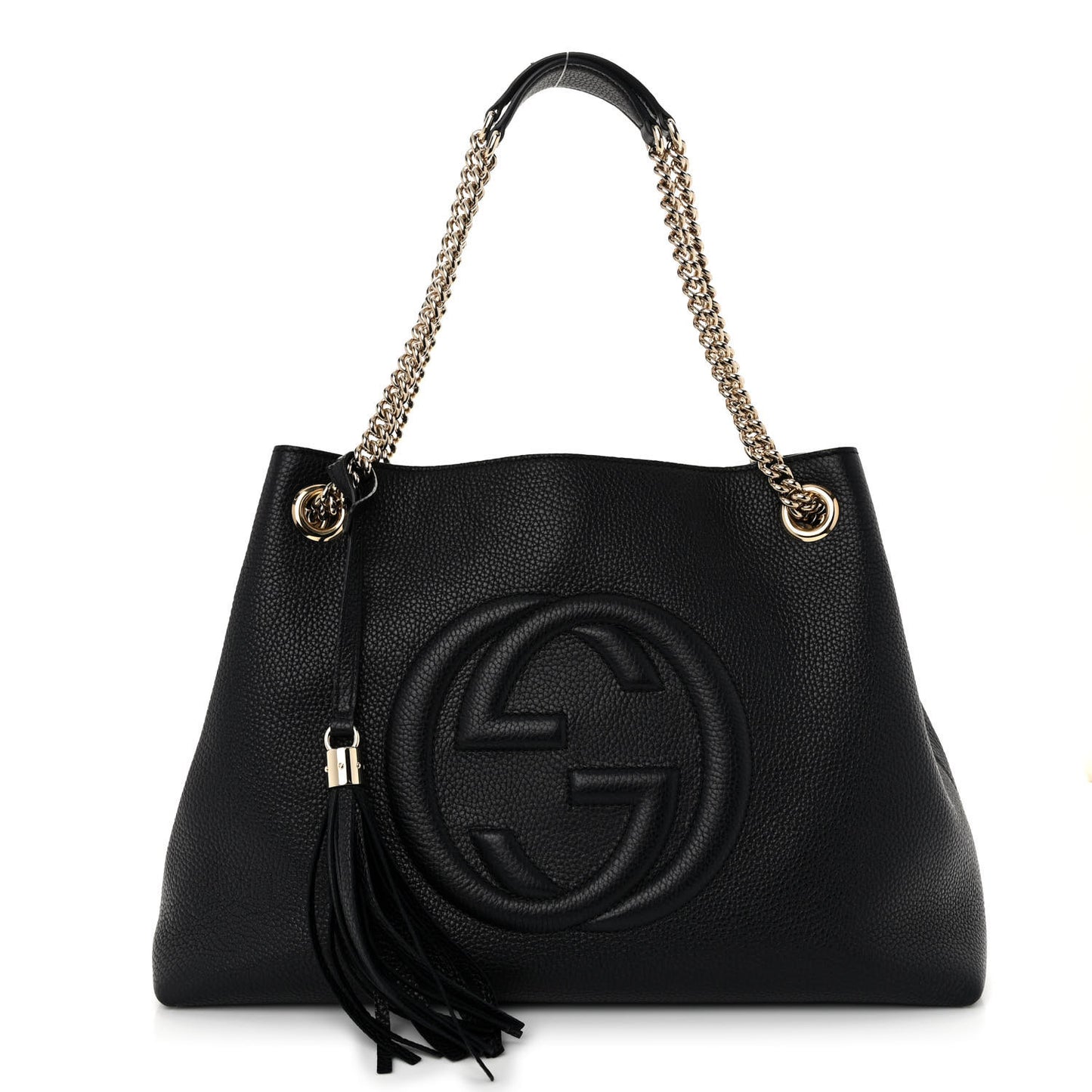Pebbled Calfskin Medium Soho Chain Shoulder Bag Black