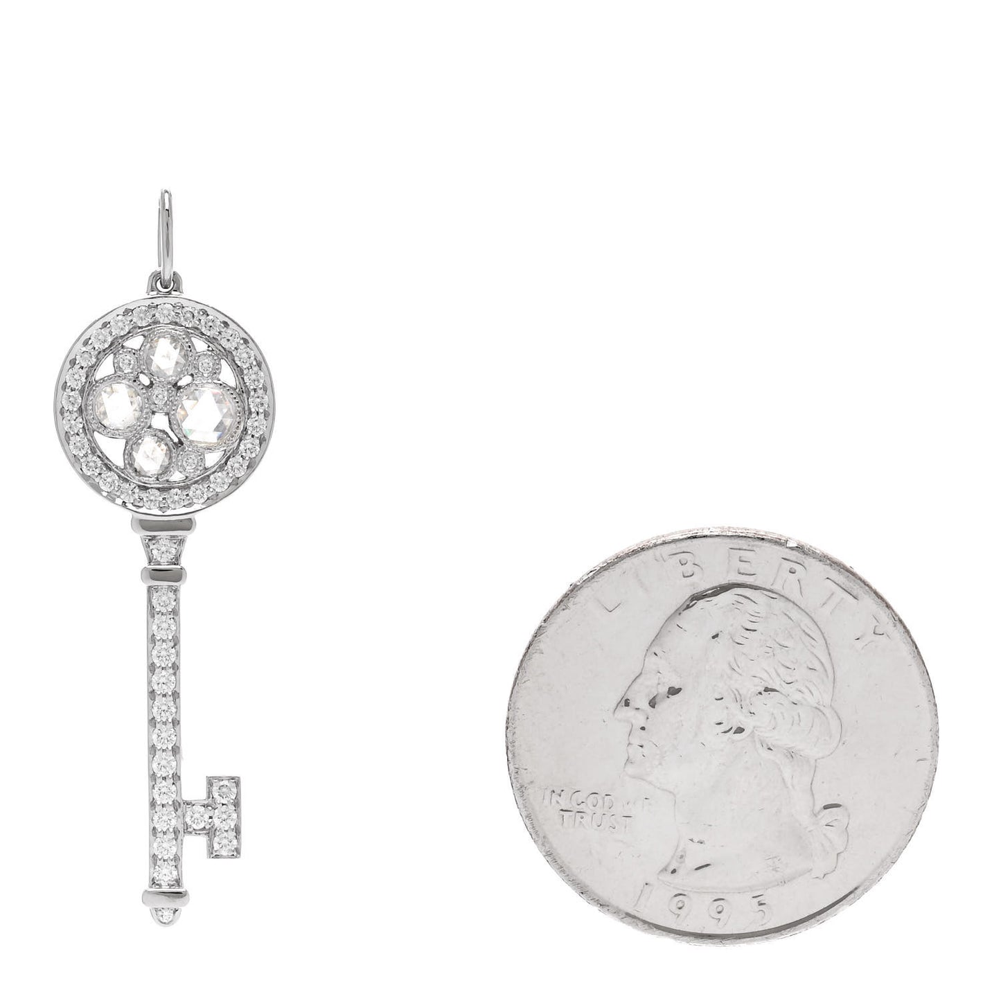 Platinum Diamond Cobblestone Key Pendant