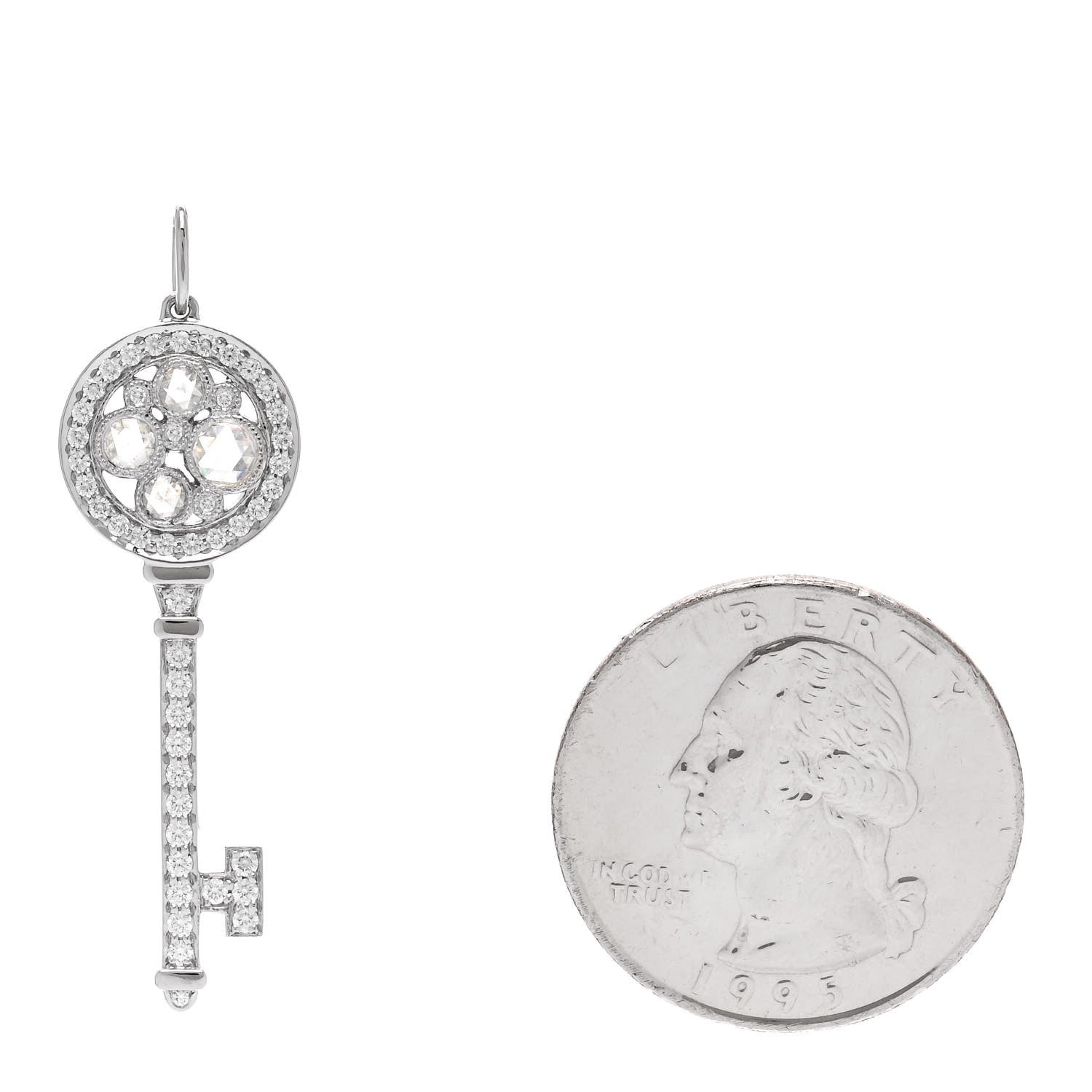 Tiffany Platinum Diamond Cobblestone Key Pendant 2 of 5