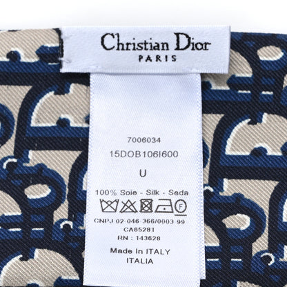 Christian Dior Silk Oblique Mitzah Scarf Blue 3 of 4
