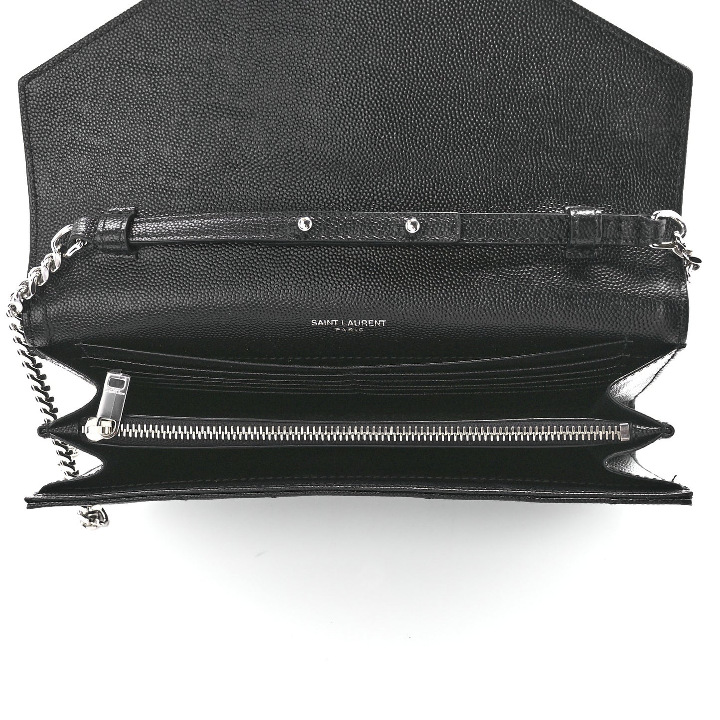 Grain De Poudre Matelasse Chevron Monogram Chain Wallet Black