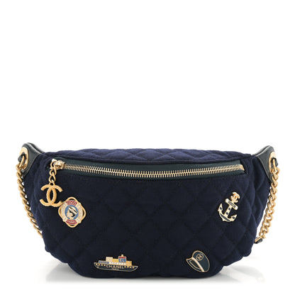 Chanel Wool Lambskin Quilted Paris Hamburg Charms Waist Bag Dark Navy 1 of 12