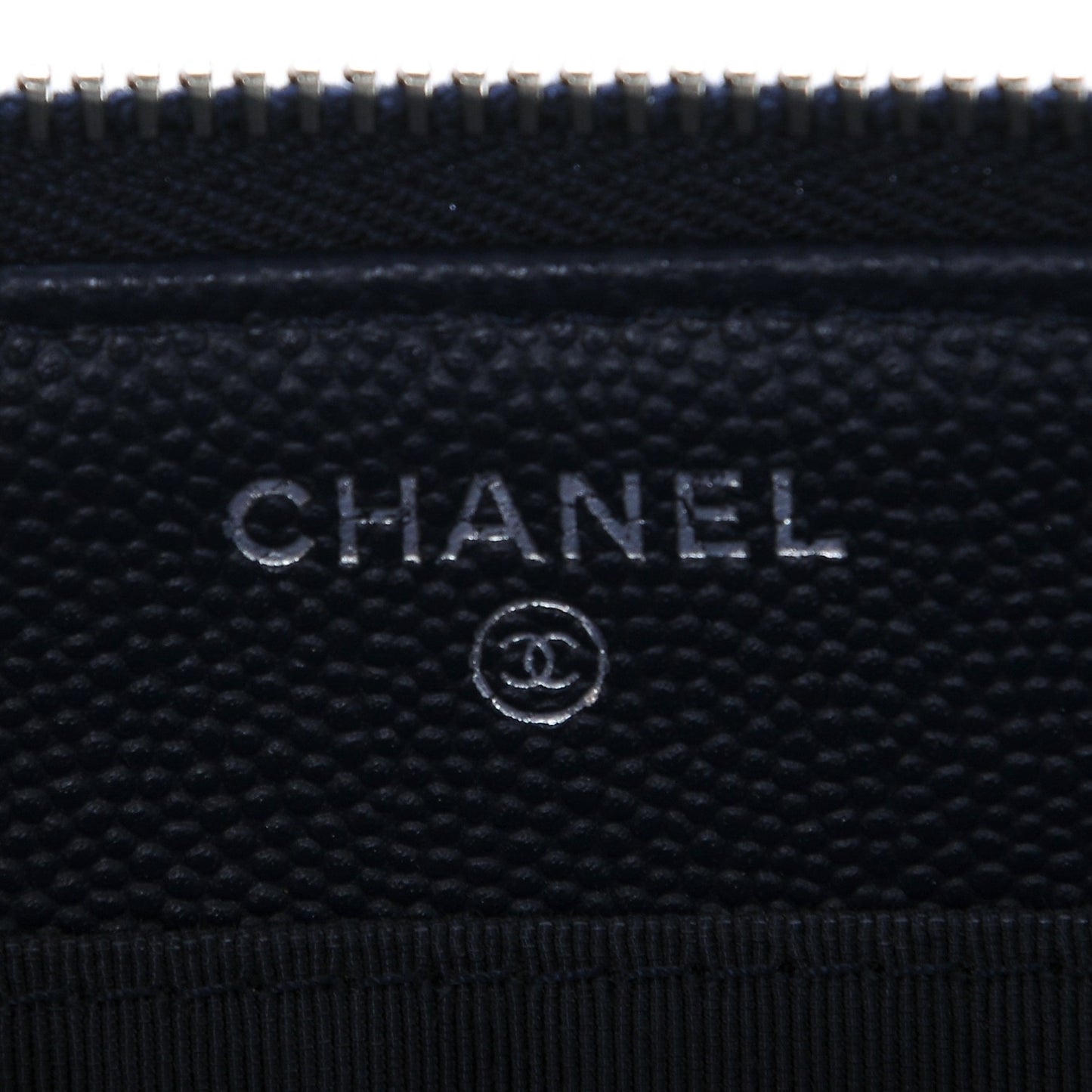 Caviar Chevron Quilted Large Zipped Clutch Navy