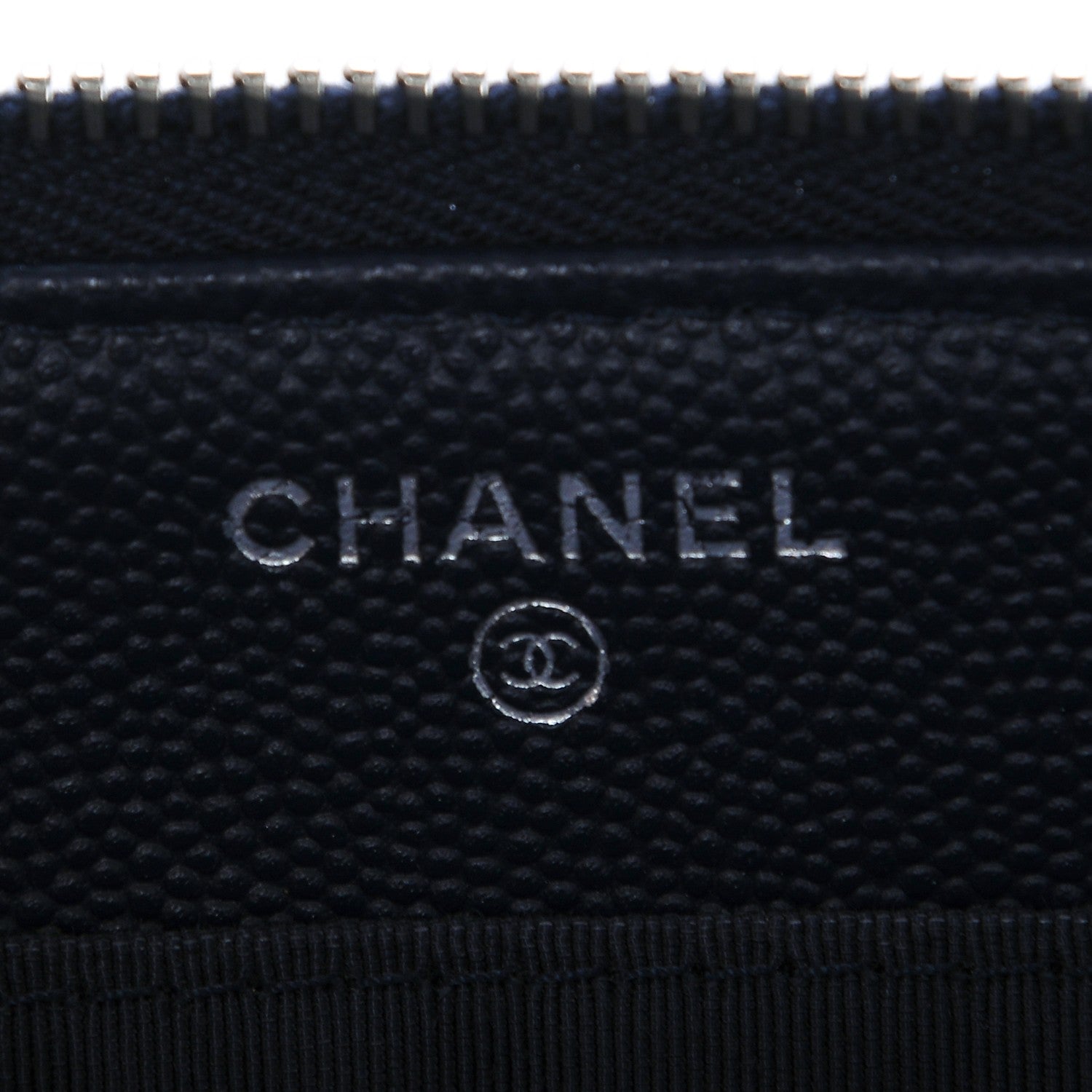 Chanel Caviar Chevron Quilted Large Zipped Clutch Navy 7 of 8
