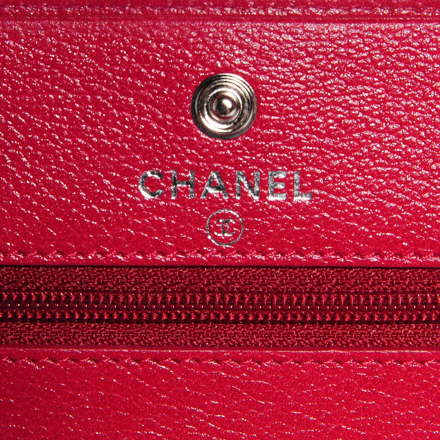 Chanel Goatskin Embossed Jacket Wallet On Chain WOC Red 7 of 10