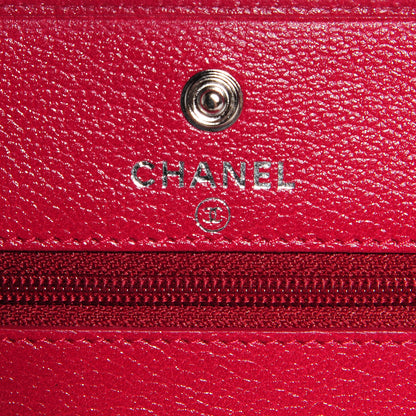Chanel Goatskin Embossed Jacket Wallet On Chain WOC Red 7 of 10