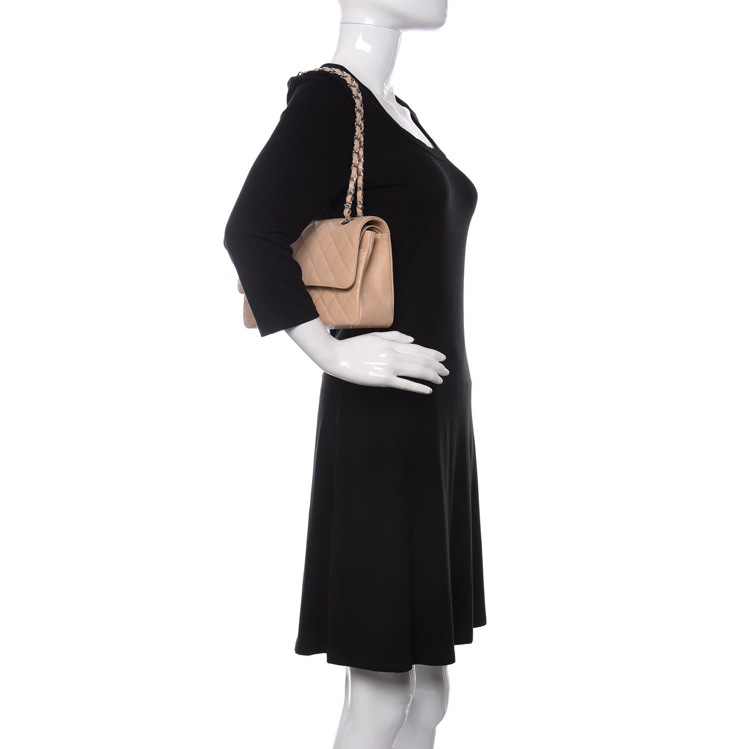 Chanel Caviar Quilted Medium Double Flap Beige 2 of 10
