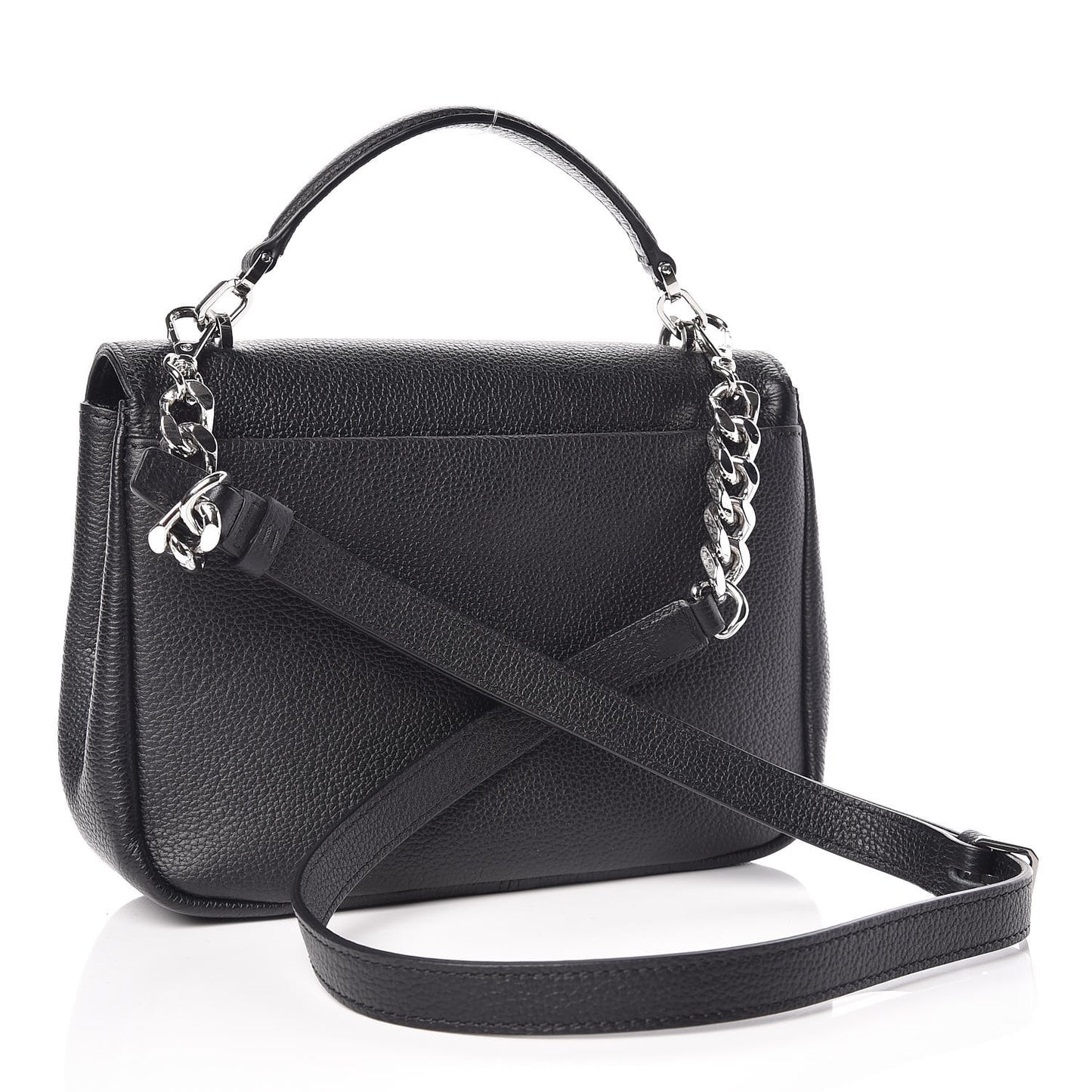Metallic Grained Calfskin Studded Mini Catherine Crossbody Bag Black