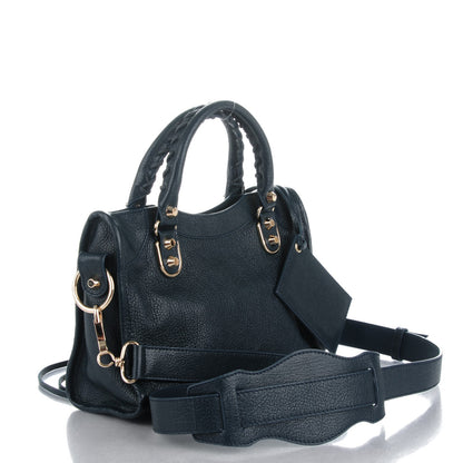 Balenciaga Chevre Gold Metallic Edge Hardware Mini City Bleu Paon 3 of 8