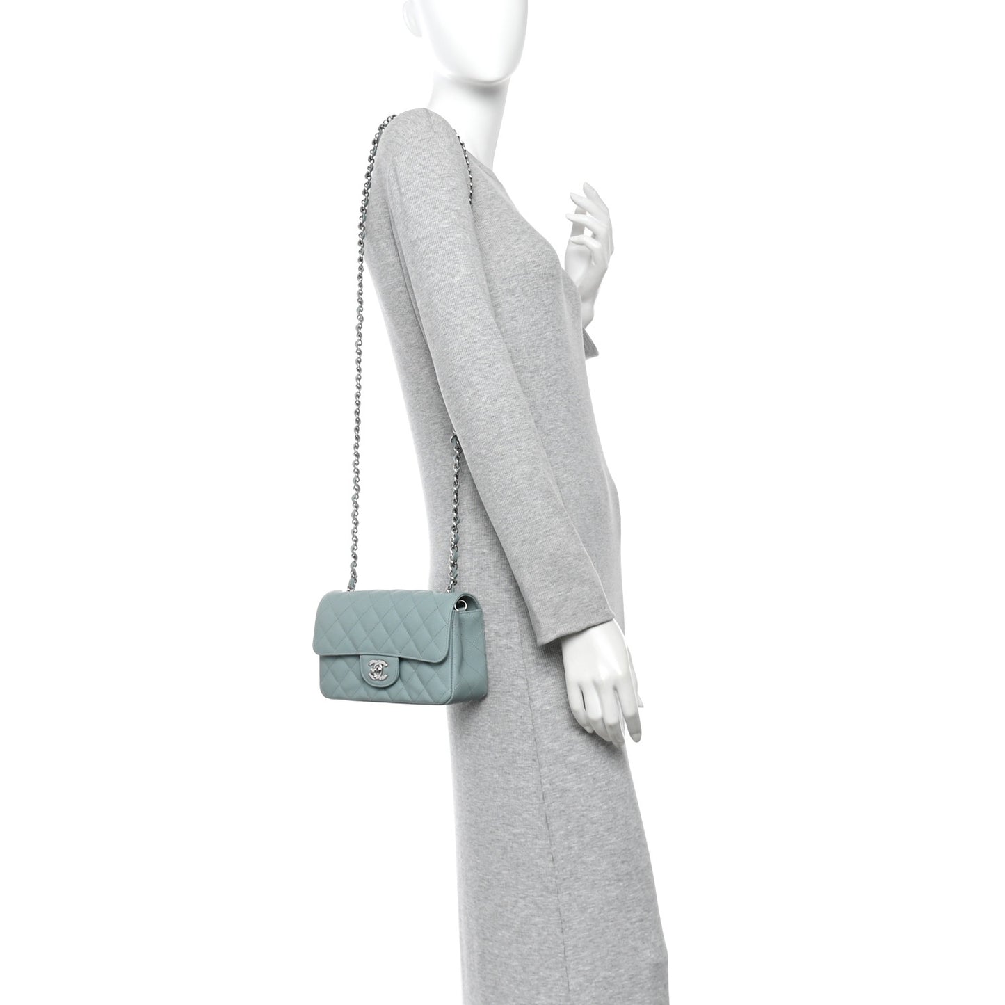 Caviar Quilted Mini Rectangular Flap Green