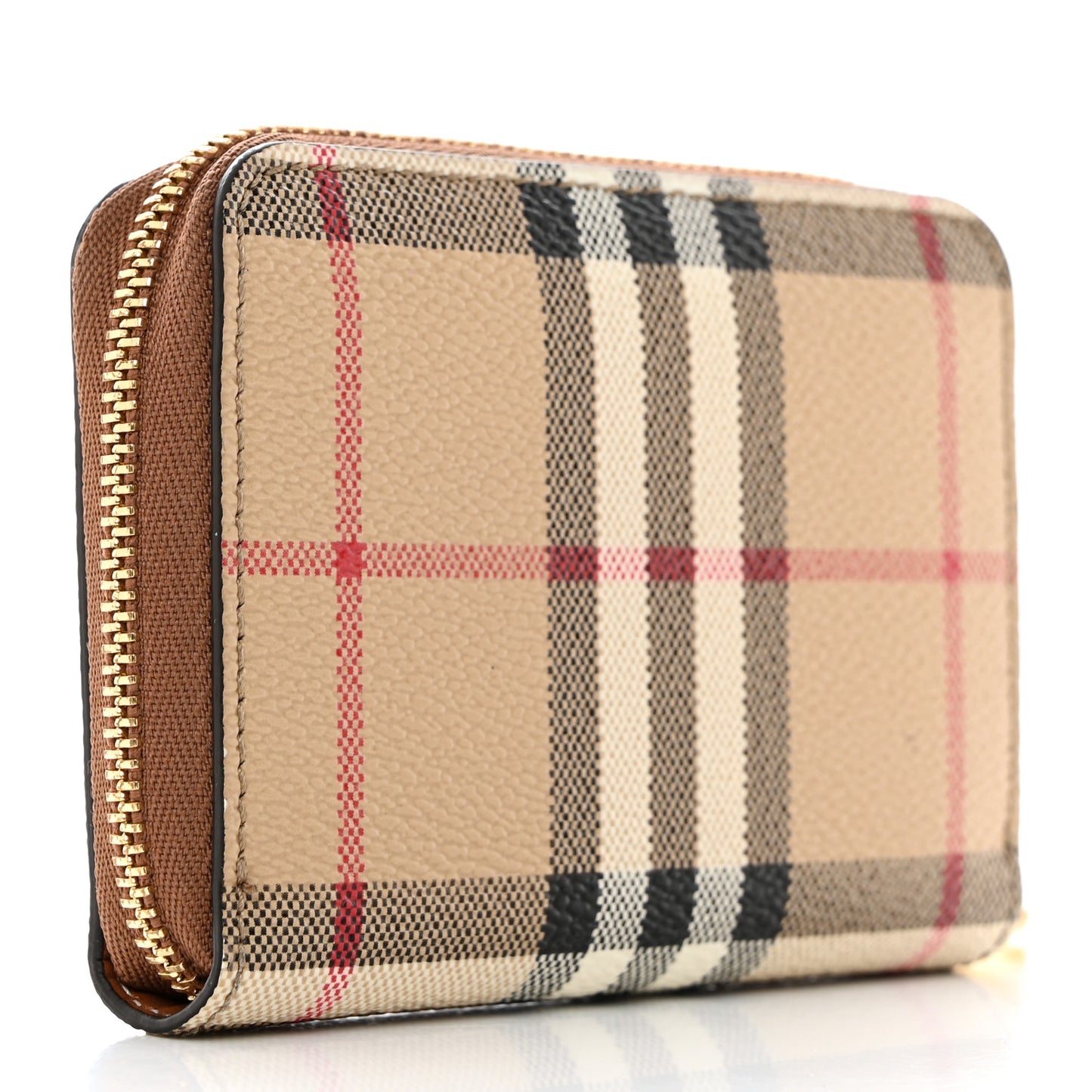 E-Canvas Vintage Check Mini Zip Around Wallet Birch Brown