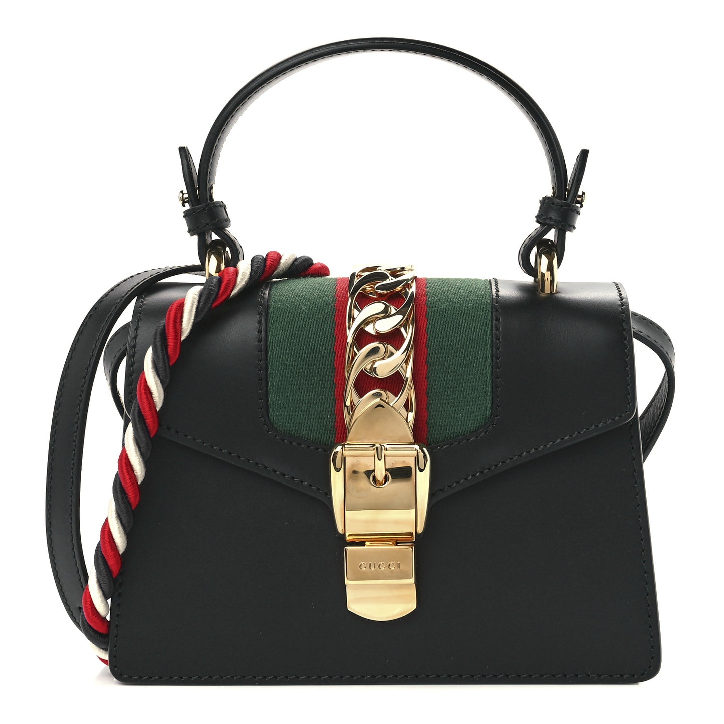 Calfskin Mini Sylvie Top Handle Bag Black