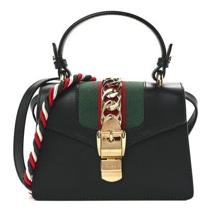 Gucci Calfskin Mini Sylvie Top Handle Bag Black 1 of 12
